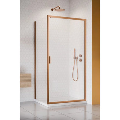 Cabina dus dreptunghiulara cu usa glisanta Radaway Alienta Brushed Copper DWJ+S 110x80 cm, profil cupru periat