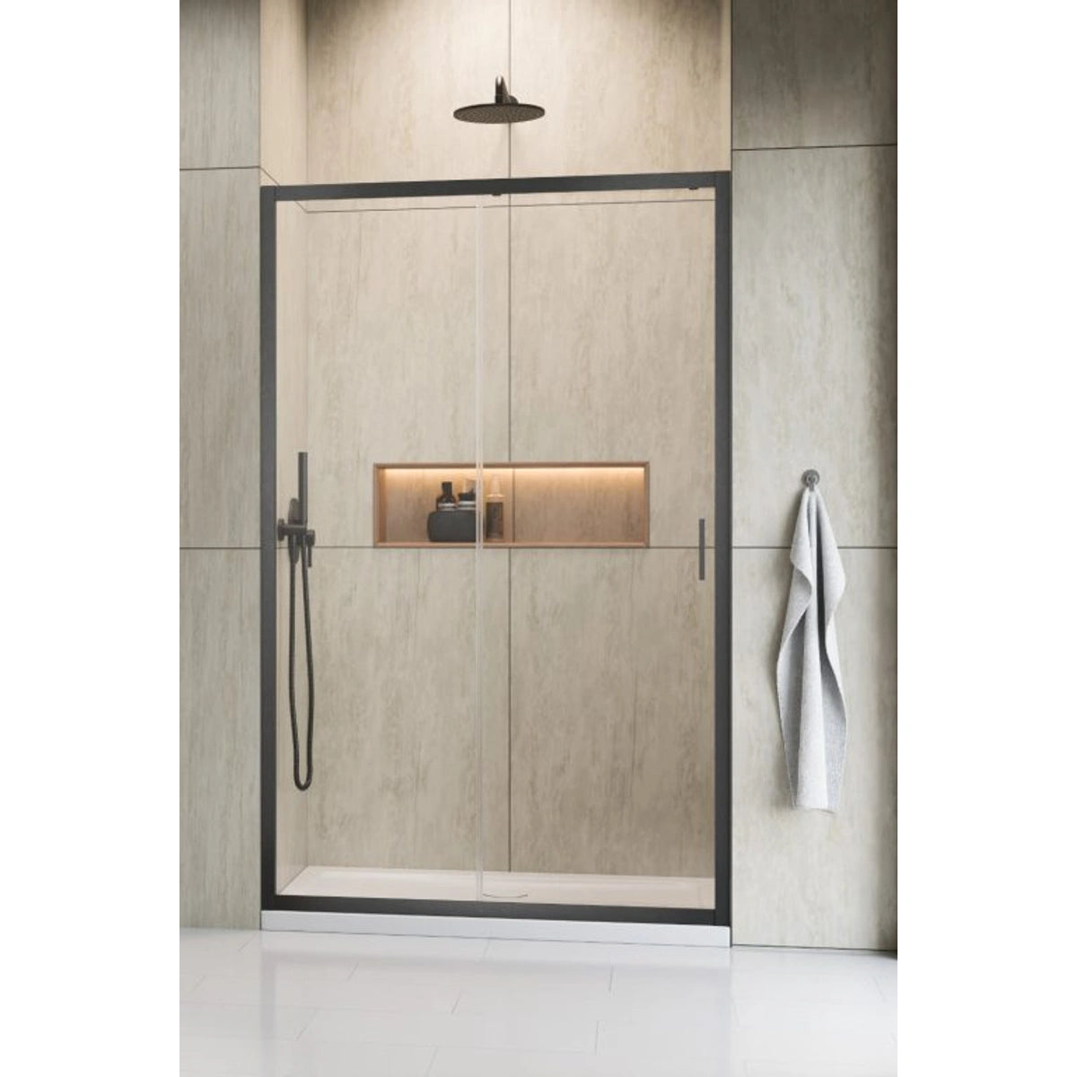 Usa dus glisanta Radaway Alienta Brushed GunMetal DWJ 120xH190 cm, montaj in nisa, profil antracit periat