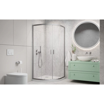 Cabina dus semirotunda cu usi glisante Radaway Alienta Brushed Nickel A 80x80 cm, profil nichel periat - ambient