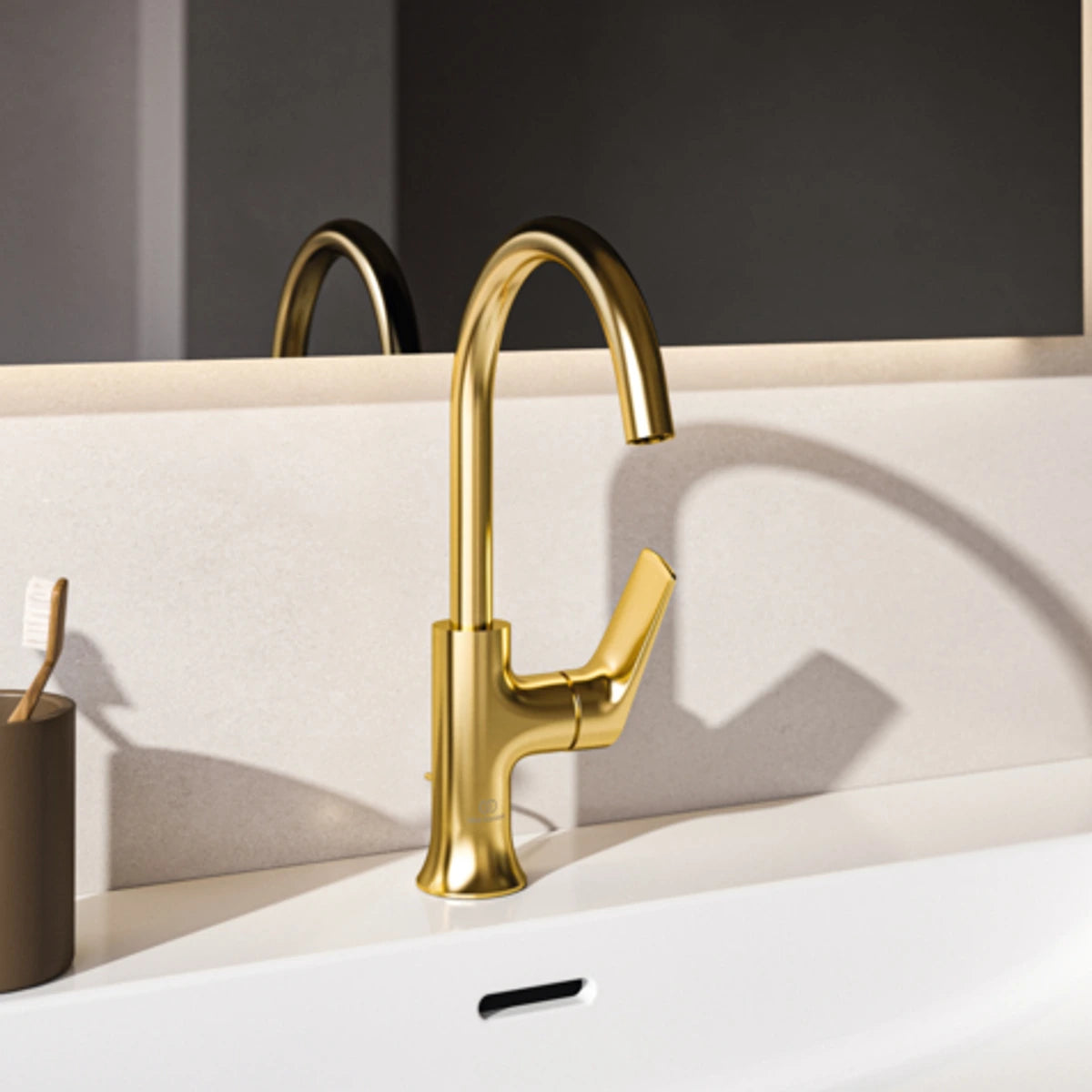Ambient Baterie lavoar inalta Ideal Standard La Dolce Vita cu ventil, H31 cm, auriu periat (brushed gold)