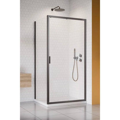 Cabina dus dreptunghiulara cu usa glisanta Radaway Alienta Brushed GunMetal DWJ+S 120x80 cm, profil antracit periat