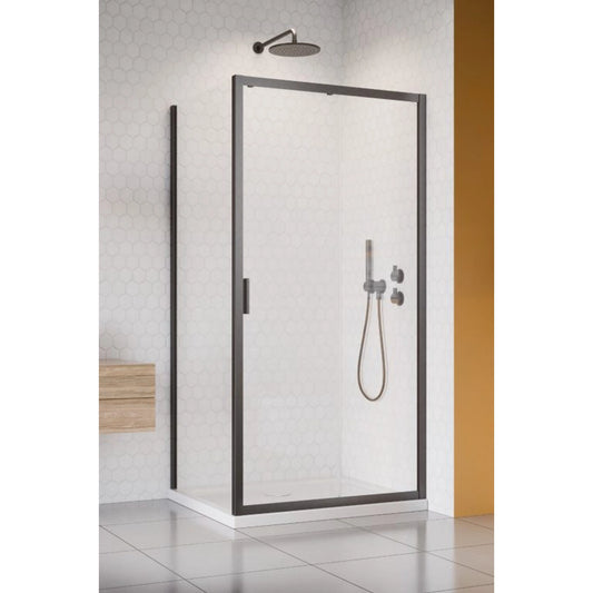 Cabina dus dreptunghiulara cu usa glisanta Radaway Alienta Brushed GunMetal DWJ+S 120x80 cm, profil antracit periat