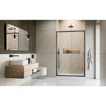 Usa dus glisanta Radaway Alienta Brushed GunMetal DWJ 110xH190 cm, montaj in nisa, profil antracit periat - ambient