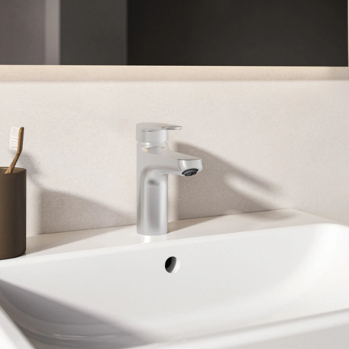 Ambient Baterie lavoar Ideal Standard Alu+ cu ventil click-clack, H16 cm, argintiu