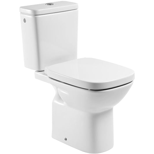Set promo Vas WC pe pardoseala cu rezervor aparent si capac Roca Debba 36x66 cm evacuare orizontala