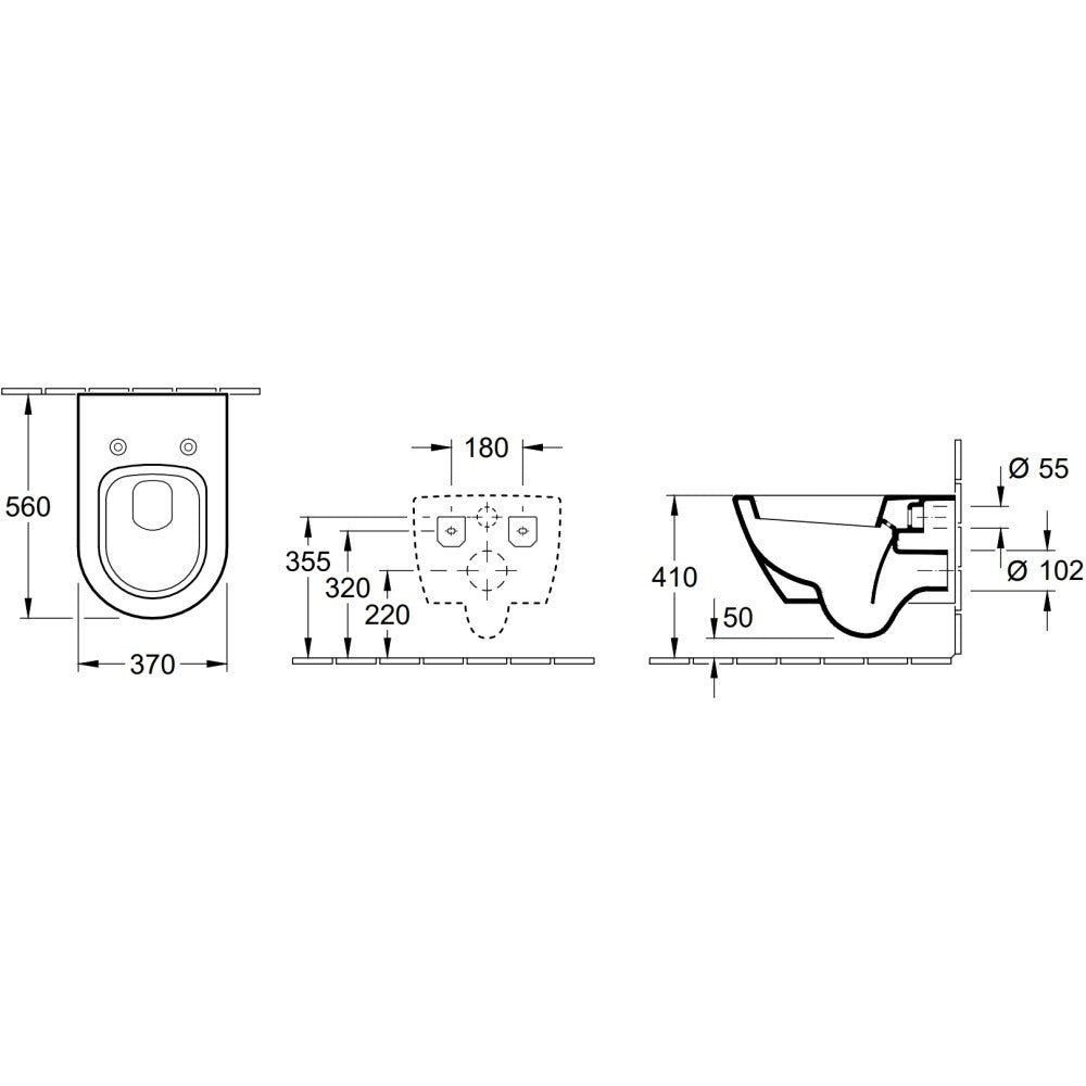 Vas WC suspendat Villeroy & Boch Subway 2.0 37x56 cm evacuare orizontala
