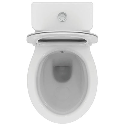 Set Vas WC cu bideu pe pardoseala cu rezervor aparent, baterie si capac soft close Ideal Standard Eurovit Rimless 37x62 cm evacuare orizontala