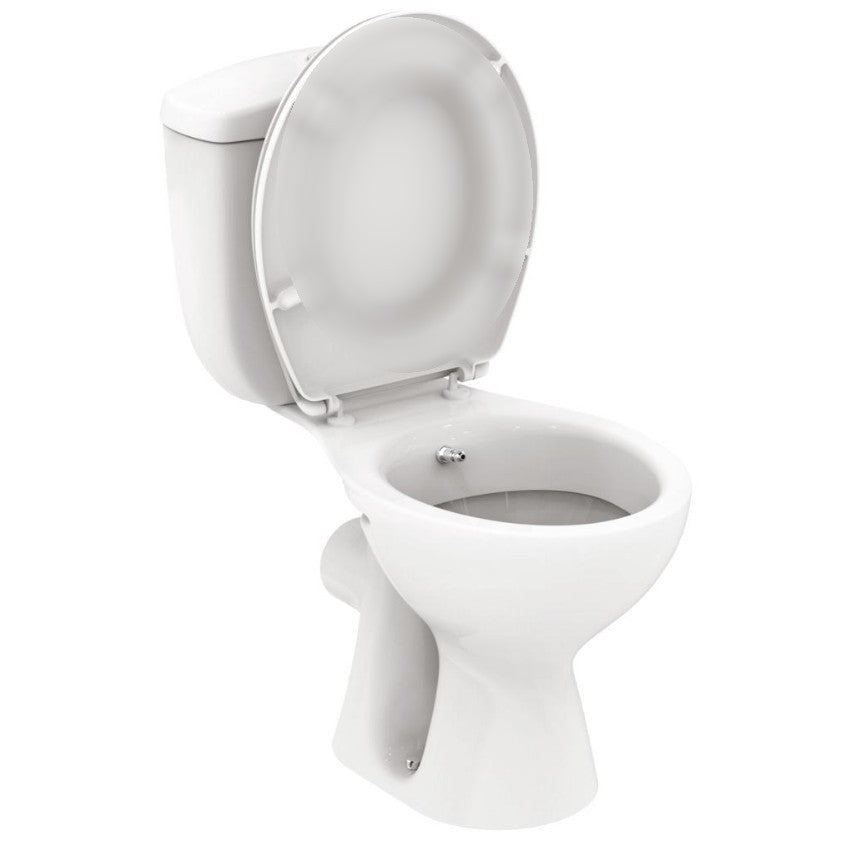 Set promo Vas WC cu bideu pe pardoseala cu rezervor aparent, baterie si capac Vidima Ulysse S 37x64 cm evacuare orizontala