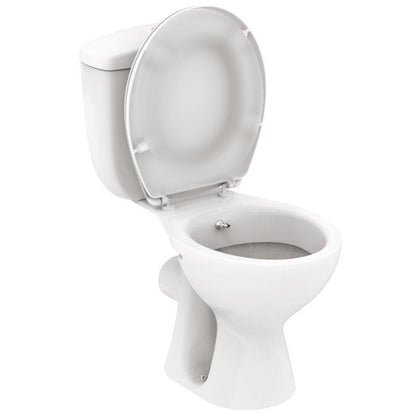Set promo Vas WC cu bideu pe pardoseala cu rezervor aparent, baterie si capac Vidima Ulysse S 37x64 cm evacuare orizontala