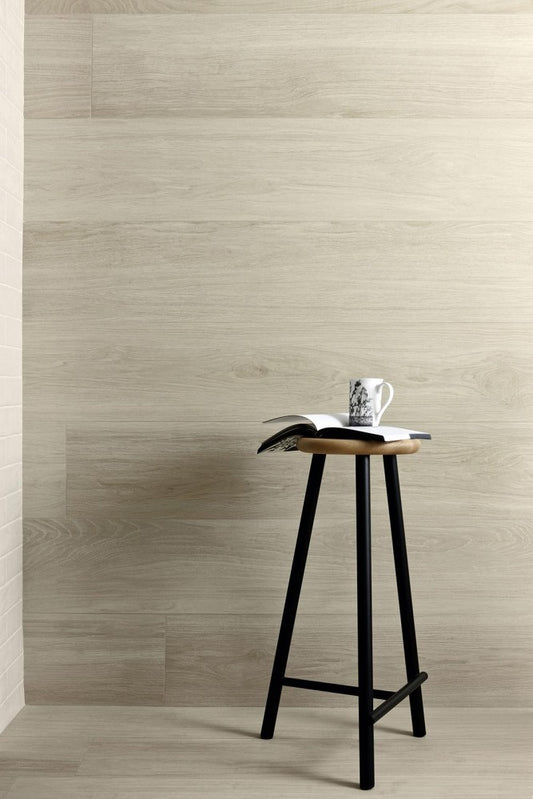 Gresie interior portelanata rectificata alba 25x150 cm, Marazzi Treverkmust White Selection