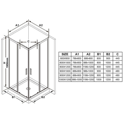 Cabina dus patrata cu usi glisante Ravak Blix Slim BLSRV2K+BLSRV2K 120x120 cm, profil crom