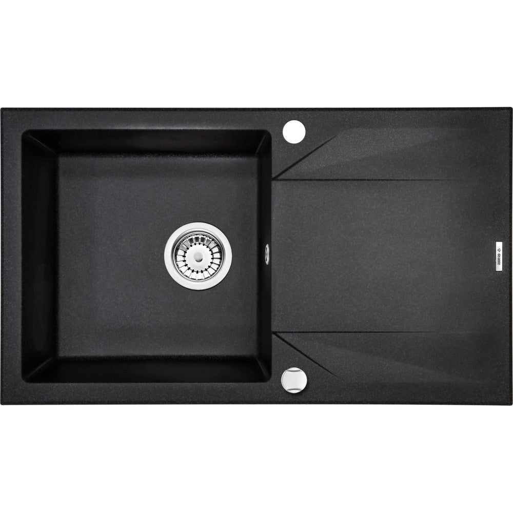 Deante Evora Set chiuveta bucatarie granit 78x44 cm, negru mat si baterie monocomanda Deante Milin negru mat