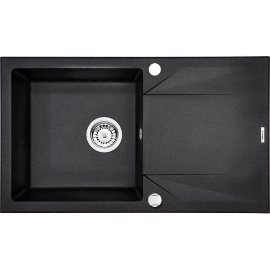 Deante Evora Set chiuveta bucatarie granit 78x44 cm, negru mat si baterie monocomanda Deante Milin negru mat