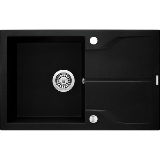 Deante Andante Flush Set chiuveta bucatarie granit 60x49 cm, negru si baterie monocomanda Deante Milin negru