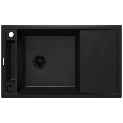 Deante Magnetic Set chiuveta bucatarie granit 82x50 cm, negru si baterie monocomanda Deante Milin negru