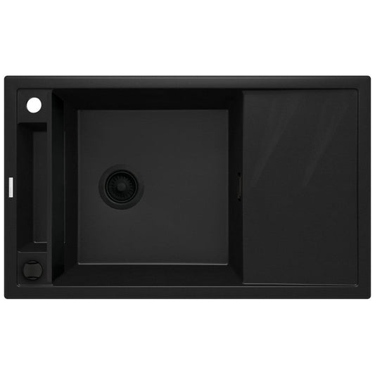 Deante Magnetic Set chiuveta bucatarie granit 82x50 cm, negru si baterie monocomanda Deante Milin negru