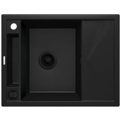 Deante Magnetic Set chiuveta bucatarie granit 64x50 cm, negru si baterie monocomanda Deante Milin Negru