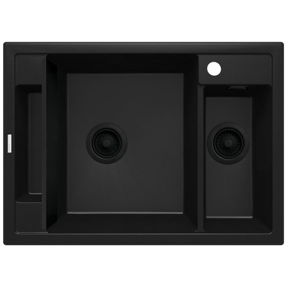 Deante Magnetic Set chiuveta bucatarie granit 70x50 cm, negru si baterie monocomanda Deante Milin Negru