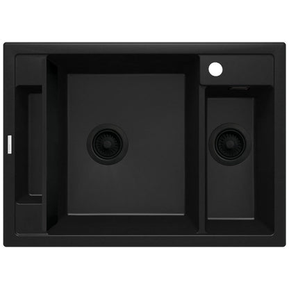 Deante Magnetic Set chiuveta bucatarie granit 70x50 cm, negru si baterie monocomanda Deante Milin Negru