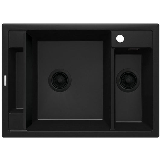Deante Magnetic Set chiuveta bucatarie granit 70x50 cm, negru si baterie monocomanda Deante Milin Negru